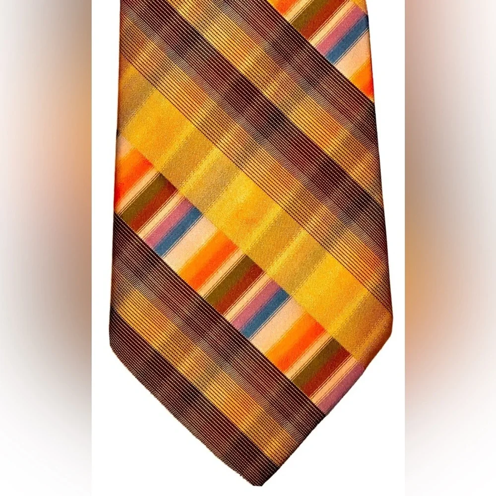 VIBRANT GEOMETRIC TIE MENS NECKTIE DESIGN VINTAGE 4.25 x 56.5 in